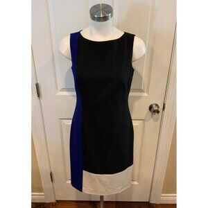 Lauren Ralph Lauren Blue, Black & White Color Block Sleeveless Dress, Size 2